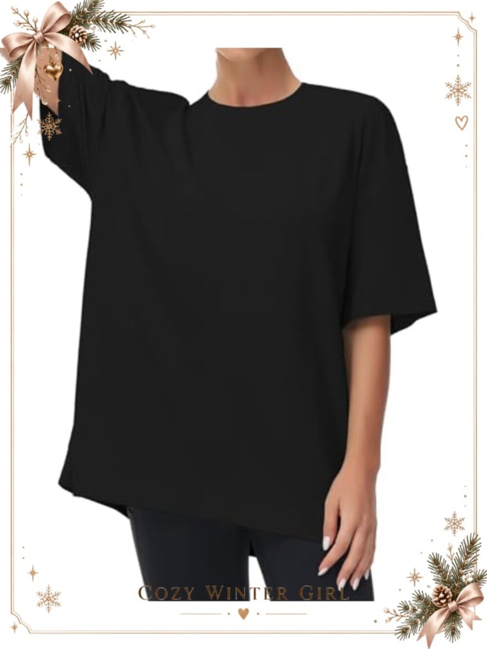 Women's Oversized Workout T-Shirt Drop Shoulder Crewneck Basic Tee Activewear